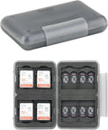 PROfezzion 24 Slots Water-Resistant & Anti-Shock Memory Card Case for 16 Micro SD Card & 8 SD/SDXC/SDHC Card with Rubber Interior Grey