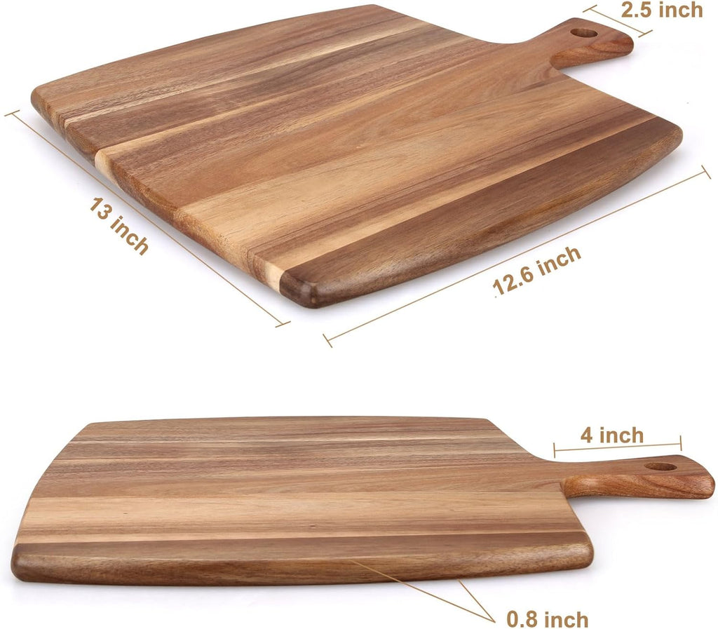 Large Wooden Charcuterie Boards Acacia Wood Cutting Boards for Kitchen Meat Chopping Board Bread Serving Cheese Board Decorative Big Cutting Board With Handle Butcher Block Food Tray Cheese Platter