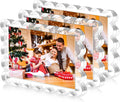 3 Pack Acrylic Picture Frame - 4x6 Magnetic Picture Frames | Double Sided Magnet Frames,10+10mm Thick Block, Clear Frameless Photo Scalloped Freestanding for Desktop Display