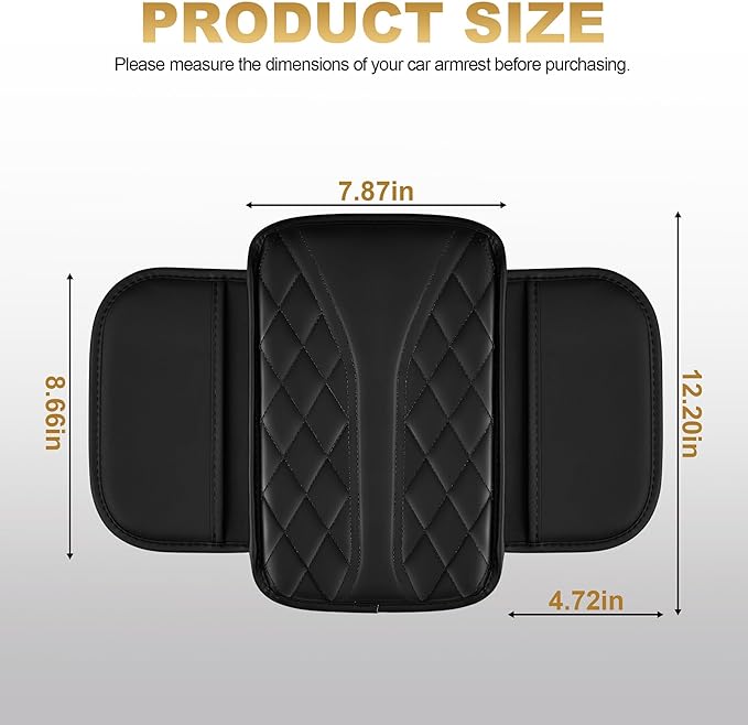 Center Console Cover Fit for Clarity: Scratch and Wear Resistant Console Cover Leather with 2 Storage Bags -Upgraded Armrest Coverfor Car,Anti-Scratch Auto Armrest Pad Accessory （Black