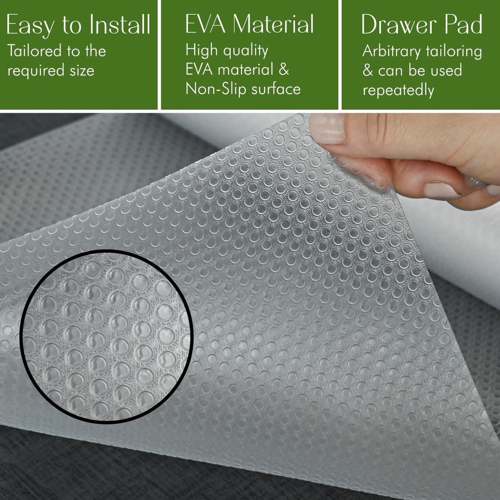 EVALAND Shelf Liners for Kitchen Cabinets Non-Adhesive 17.7" x 33 FT Clear Drawer Liner Non Slip, Washable Cabinet Liner, Waterproof Shelf Liners for Cabinets, Refrigerator Bathroom Pantry Cabinet Mat
