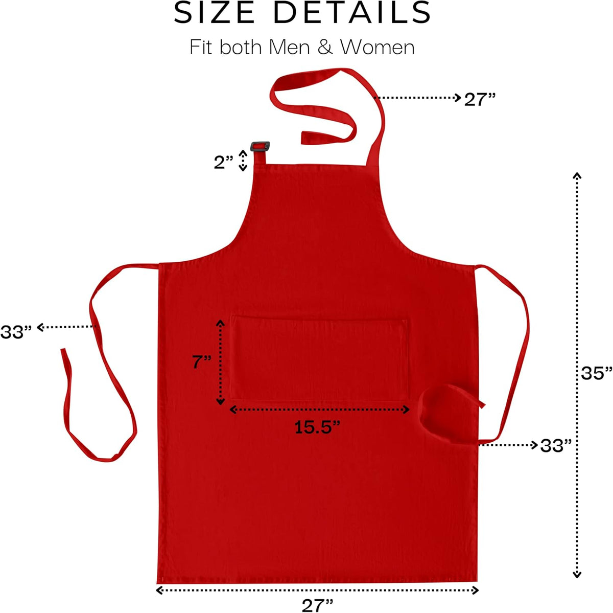 RAJRANG 100% Cotton Cooking Apron with 3 Pockets Kitchen Chef BBQ Adjustable Bib Aprons for Women Men