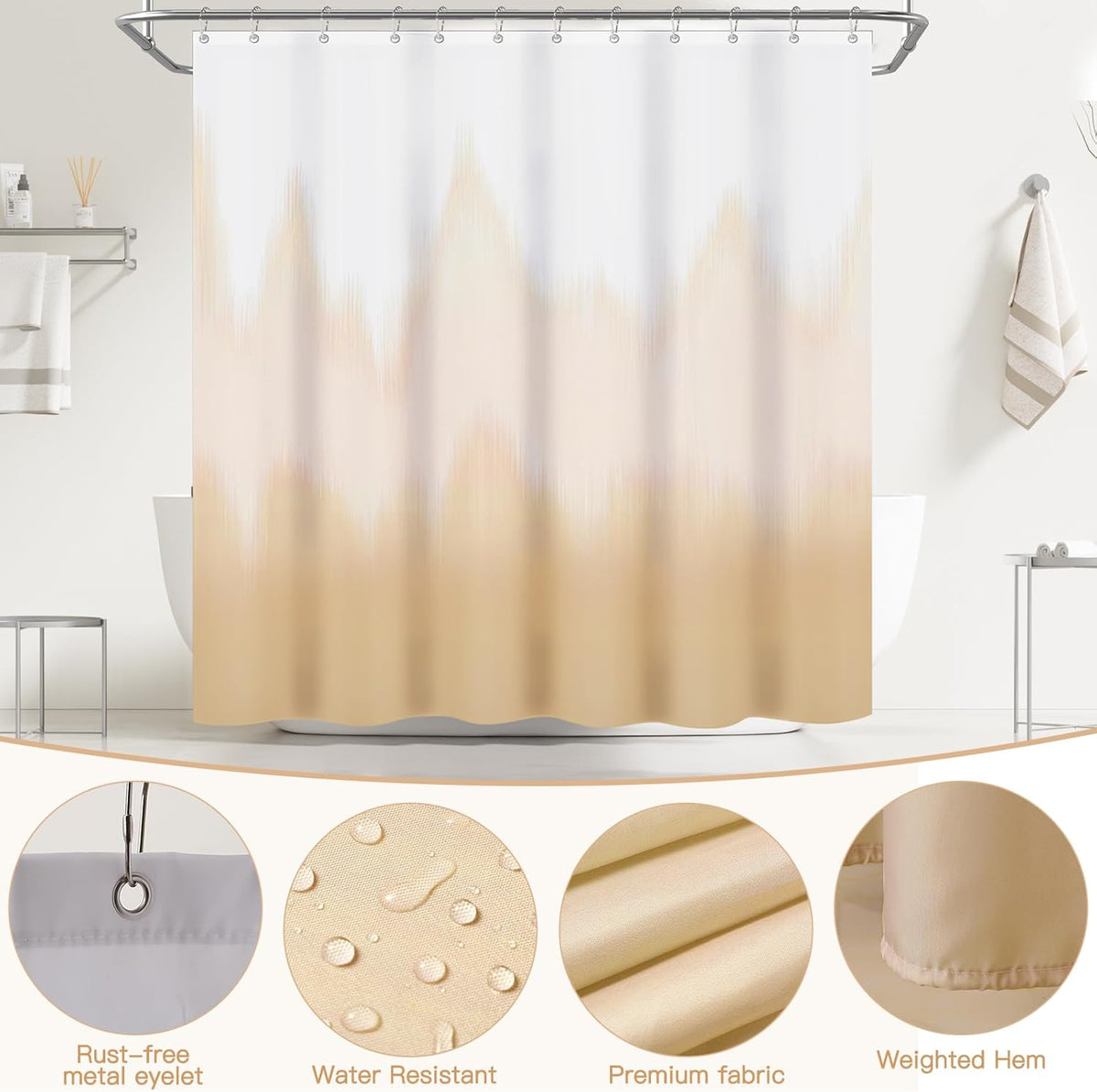 iMucci Bathroom Accessories Bathroom Sets with Shower Curtain, Bath Towel Set, Trash Can, Toilet Brush, Soap Dispenser, Bathroom Accessories Set Complete