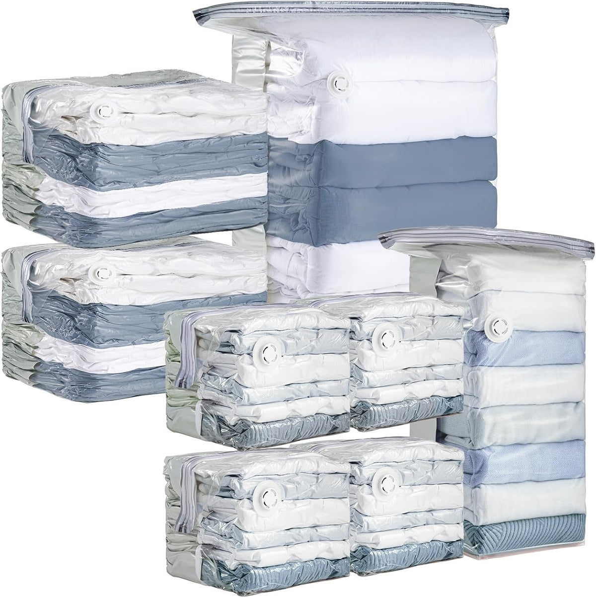 TAILI 8 Pack Vacuum Storage Bags, Cube Space Saver Bags Combo(3 Jumbo +5 Medium), Vacuum Seal Bags for Bedding, Clothing, Comforters, Blankets, Closet Oragnizaer and Space Saving