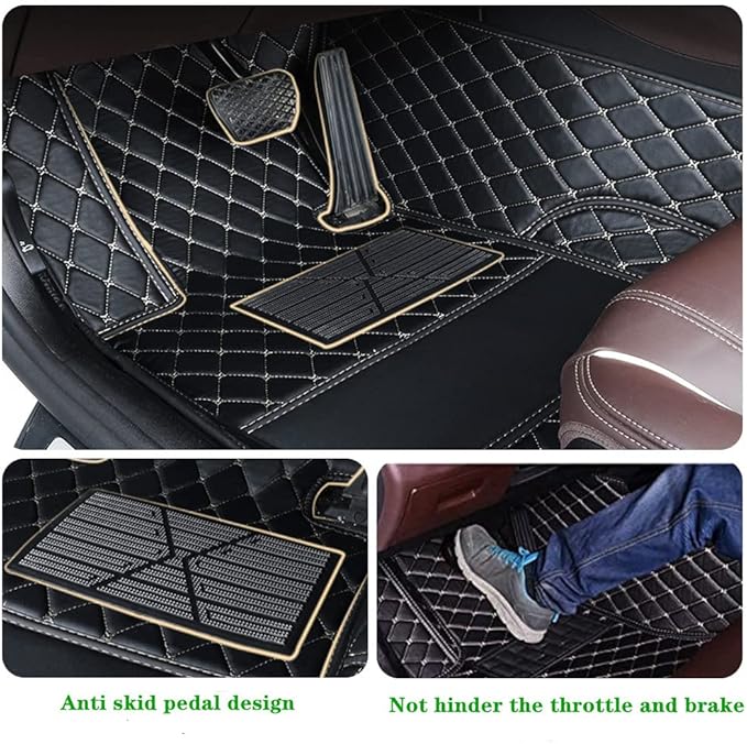Custom Personalized Floor Mats for Cars - Luxury Full Coverage All Weather Mats, Anti-Slip Leather Mat Set, Fit for 99% of Cars, SUVs & Trucks (Black, A-Diamond)