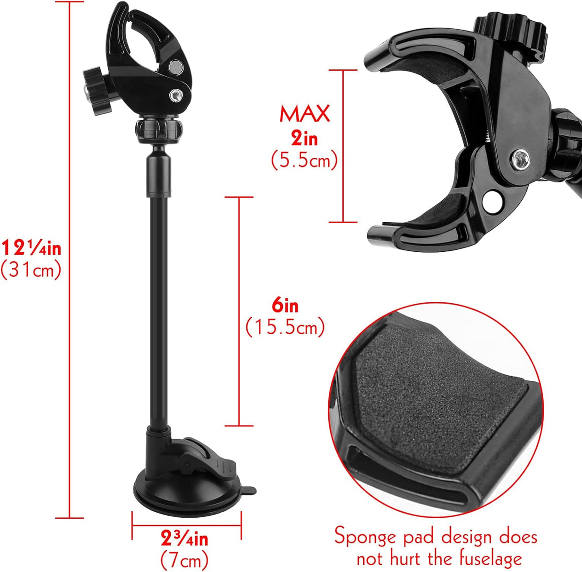 LUEXBOX Adjustable Hair Dryer Holder Stand, 360 Degree Rotation Blow Dryer Bracket with Positionable Arm and Suction Cup, Hands Free Hair Dryer Holder for Mirror and Ceramic Tile (Black 2Pack)