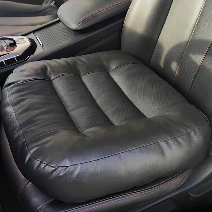 Booster Car Seat Cushion, Thick Leather Car Seat Cushion Pad for Adult to Raise Height, Portable Backless Car Seat Pillow with Handle for Trucks Driving, Suvs, Office Chairs, Wheelchairs