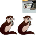 2Pcs Sea Otter Rear View Mirror Sticker Waterproof Vinyl Car Window Decal | Otters Car Accessories, Cute "Moo-tivational" Auto Decals Decor, Otter Gifts for Women Men Animal Lovers
