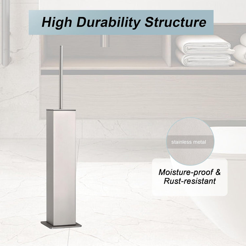Brushed Nickel Toilet Brush and Holder,Toilet Bowl Brush with Extra Long Handle