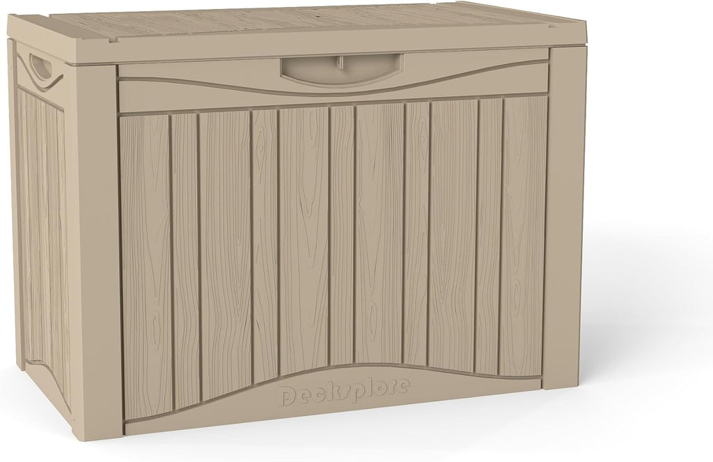 50 Gallon Outdoor Storage Box Waterproof Lockable Resin Deck Box Large, Patio Storage Bin for Pool Accessories Cushion Furniture, Garden Tools, UV-Resistant Outside Delivery Grey