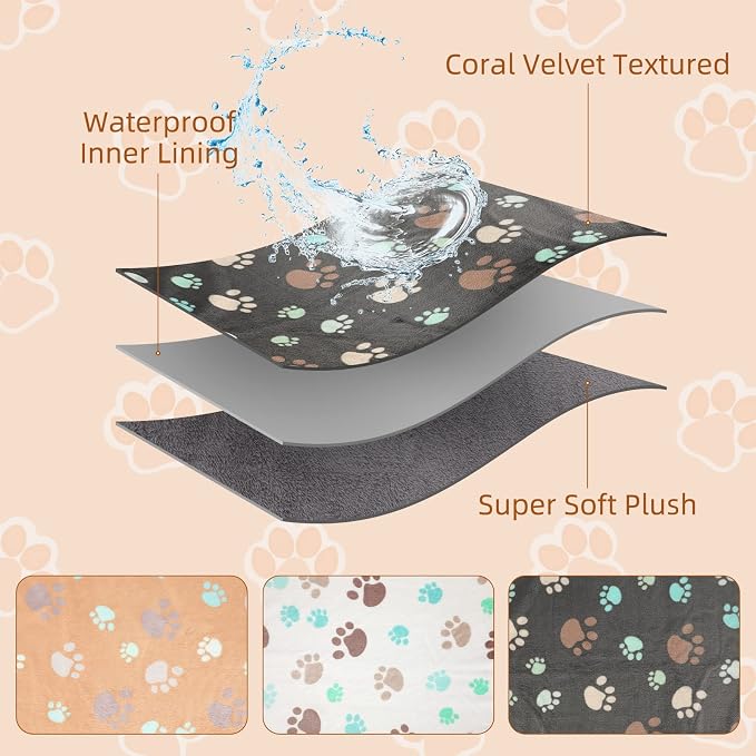 YUEPET 3 Pack Waterproof Guinea Pig Blankets, Fleece Cage Liners, M | Guinea Pig Fleece Cage Liners, Waterproof Backing, Machine Washable, Soft Fleece bunny blanket, 35 x 24 in
