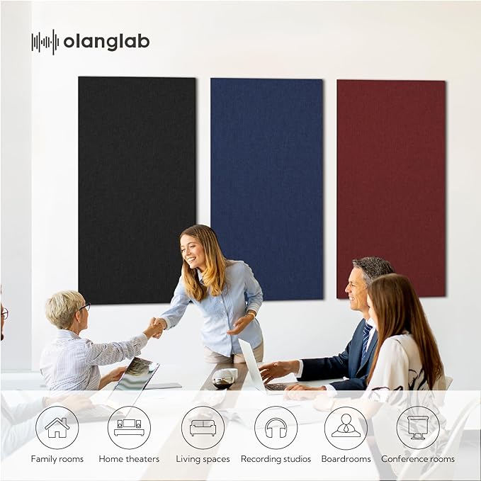Olanglab Acoustic Panels 2 Pack, Fabric Wrapped Sound Proof Foam Panels