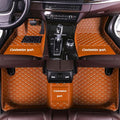 MELKEN Custom Fit Leather Car Floor Mats for 95% of Cars Full Coverage Floor Liners Car Mats (Orange)