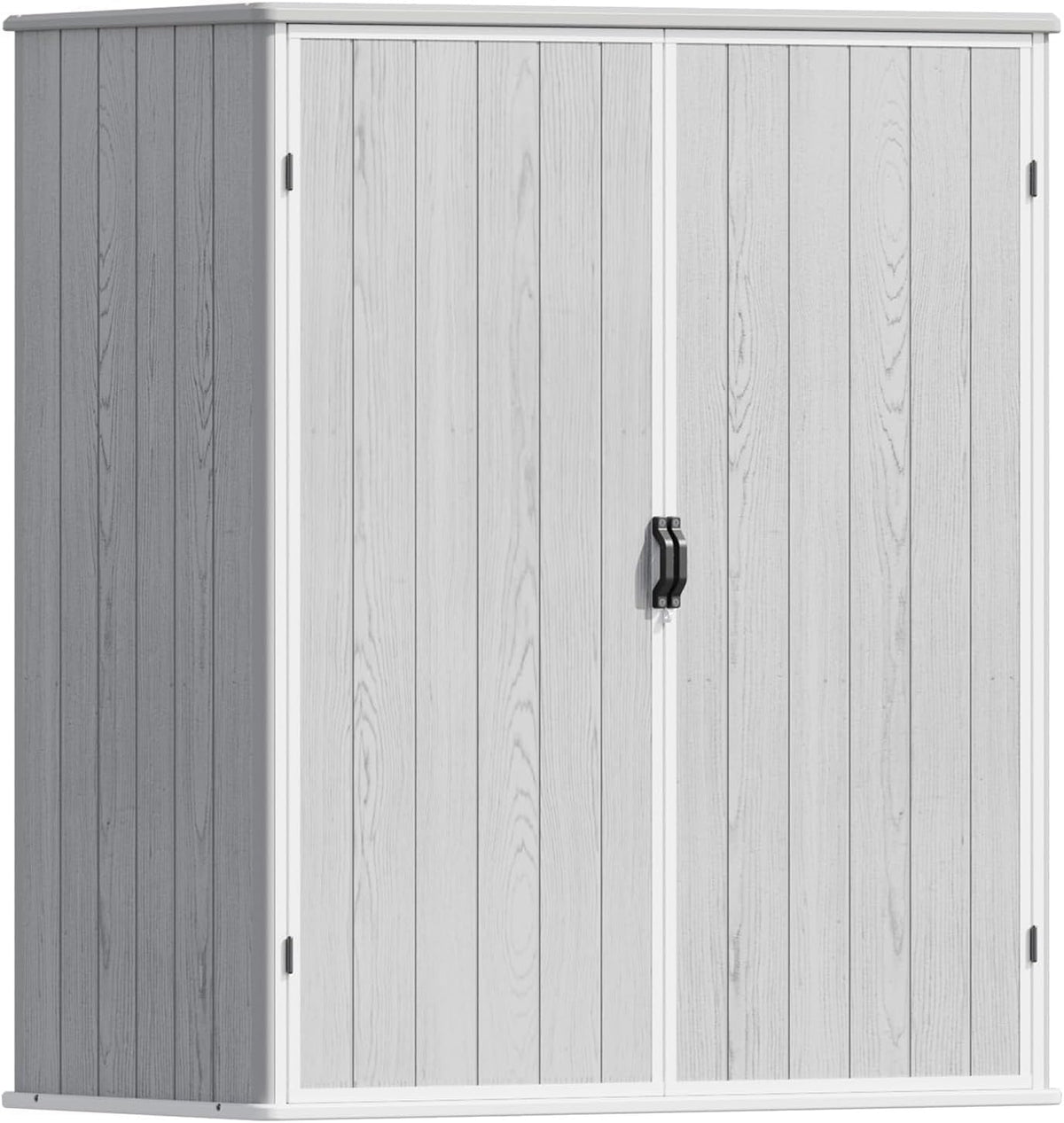 Patiowell Outdoor Storage Shed 5x3 FT, Plastic Garden Organizer Cabinet with Lockable Doors & Strong Roof for Patio Furniture, Pool Accessories, Lawn Tools, Light Grey