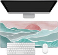 Ocean Wave and Mountain Large Gaming Mouse Pad,Waterproof Desk Mat for Desktop,Non-Slip Rubber Base Mousepad with Stitched Edges for Laptop Office and Home 35.4X15.7 Inch