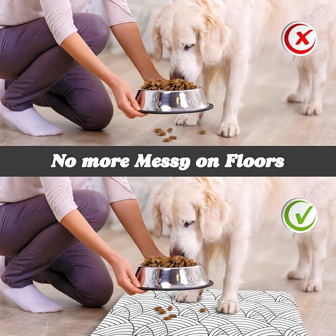 Dog Food and Water Bowl Mats - Waterproof, Absorbent Pet Feeding Mat for Floors - Bohemia Placemats for Dogs and Cats 17 * 30 Inch