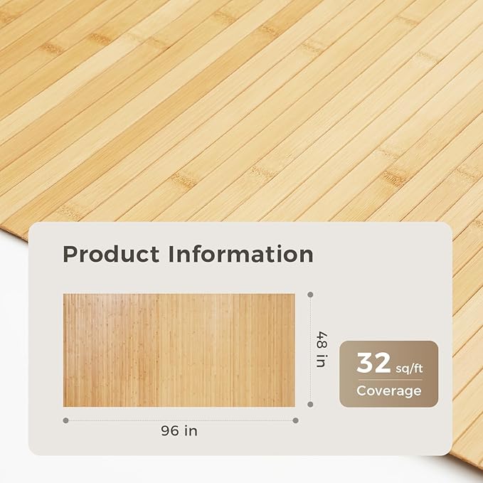 OUZUGIE 1 Pack 96x48 Inch Natural Bamboo Wall Panel – Carbonized Pole Wrap