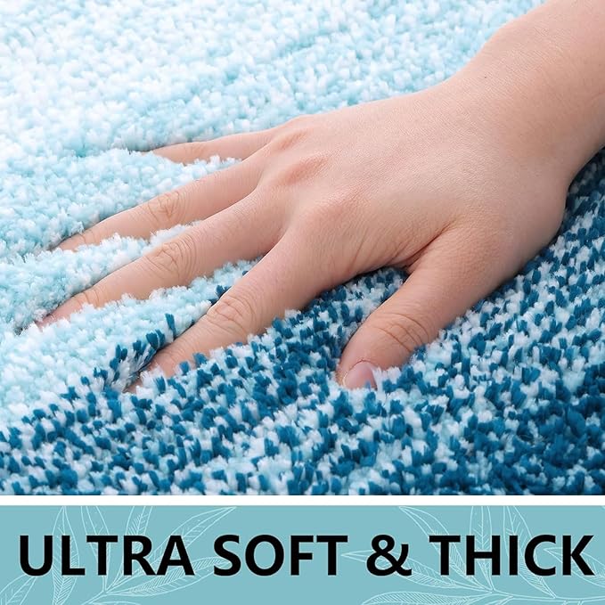 Arotive Microfiber Bathroom Rugs, Shaggy Soft and Absorbent Bath Rug, Non-Slip, Thick Plush Machine Washable Dry Bath Mats for Bathroom, Tub and Shower, 44x32, Peacock Blue, Rectangular