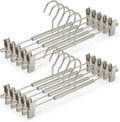 VWV 10-Pack Adjustable Women's Skirt and Pants Hangers, Durable, Space-Saving, Suitable for Jeans, Shorts, Underwear, Sports Bras (Matte Pearl Nickel)