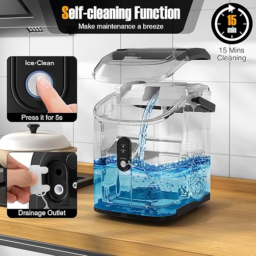 COSTWAY Nugget Countertop Ice Maker, Ready in 6 Mins, 34 lbs/24H, Ice Machine