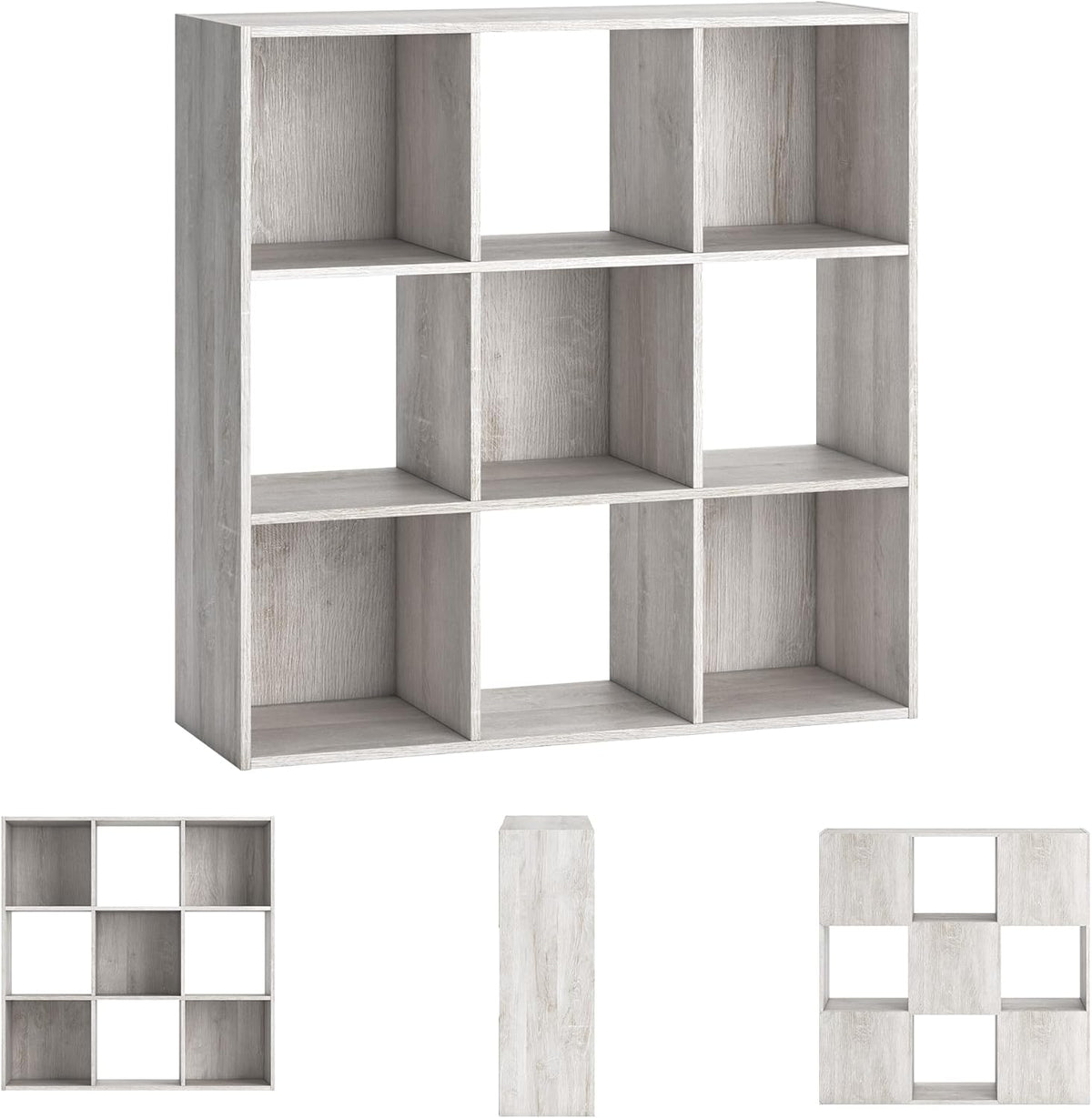 Signature Design by Ashley Paxberry Coastal 9 Cube Storage Organizer or Bookcase, Whitewash