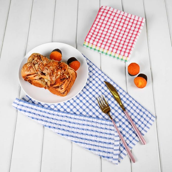 Oeleky Dish Cloths for Kitchen Washing Dishes, Super Absorbent Dish Rags, Cotton Kitchen Dish Towels Pack of 8, 12x12 Inches