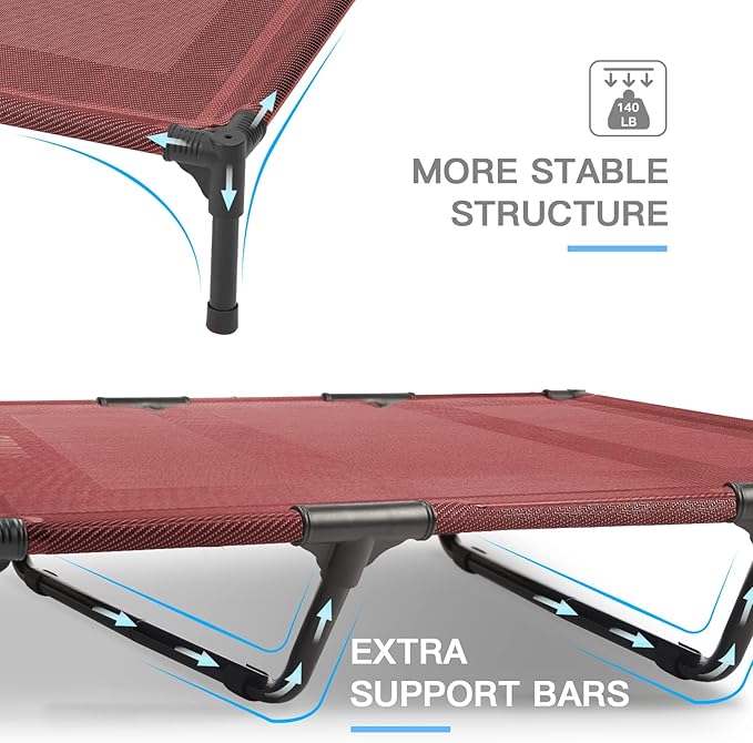 SUDDUS Elevated Dog Bed Waterproof Outdoor, Portable Raised Dog Bed, Dog Bed Off the Floor, Dog Bed Easy Clean Indoor or Outdoor Use, Medium, Red