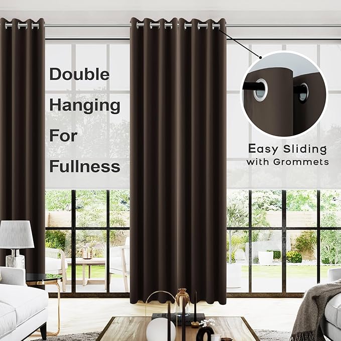 96 Inch Long Dark Brown Living Room Curtains
