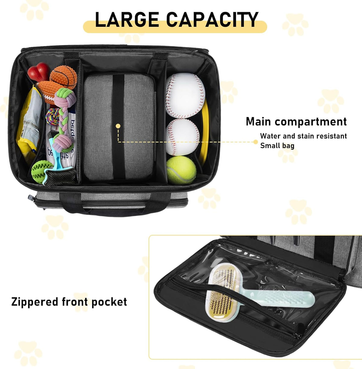 GMAK Pet Grooming Bag, Dog Grooming Tote Bags Supplies Organizer Case Pets Tools Organizer Tote for Dog Cat Grooming Tool Kit, Clippers, Scissors and Accessories, Grey(Bag Only)