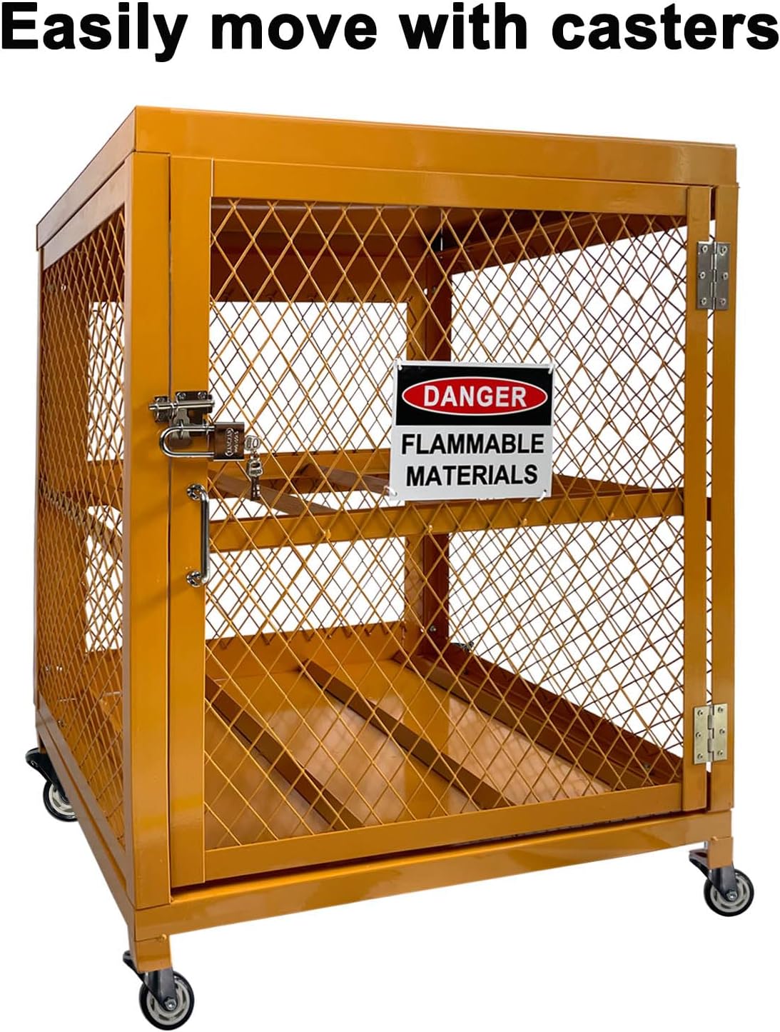 Industrial Storage Cabinet, LPG Tanks Storage, 31"x30"x35", 4 Cylinder Capacity, Yellow, Hazardous Storage, Utility Room