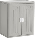 Amopatio Outdoor Storage Cabinet with Lockable Doors, Resin Cabinet Waterproof Freestanding Outdoor Patio Storage Shed for Garden Tools, 19.7" D x 29.5" W x35.4 H, Gray