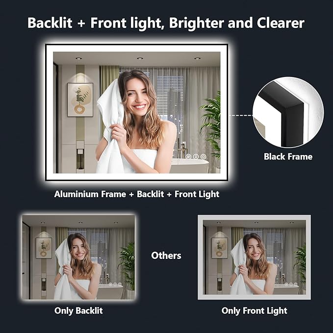YEELAIT 55x30 Inch LED Bathroom Mirror