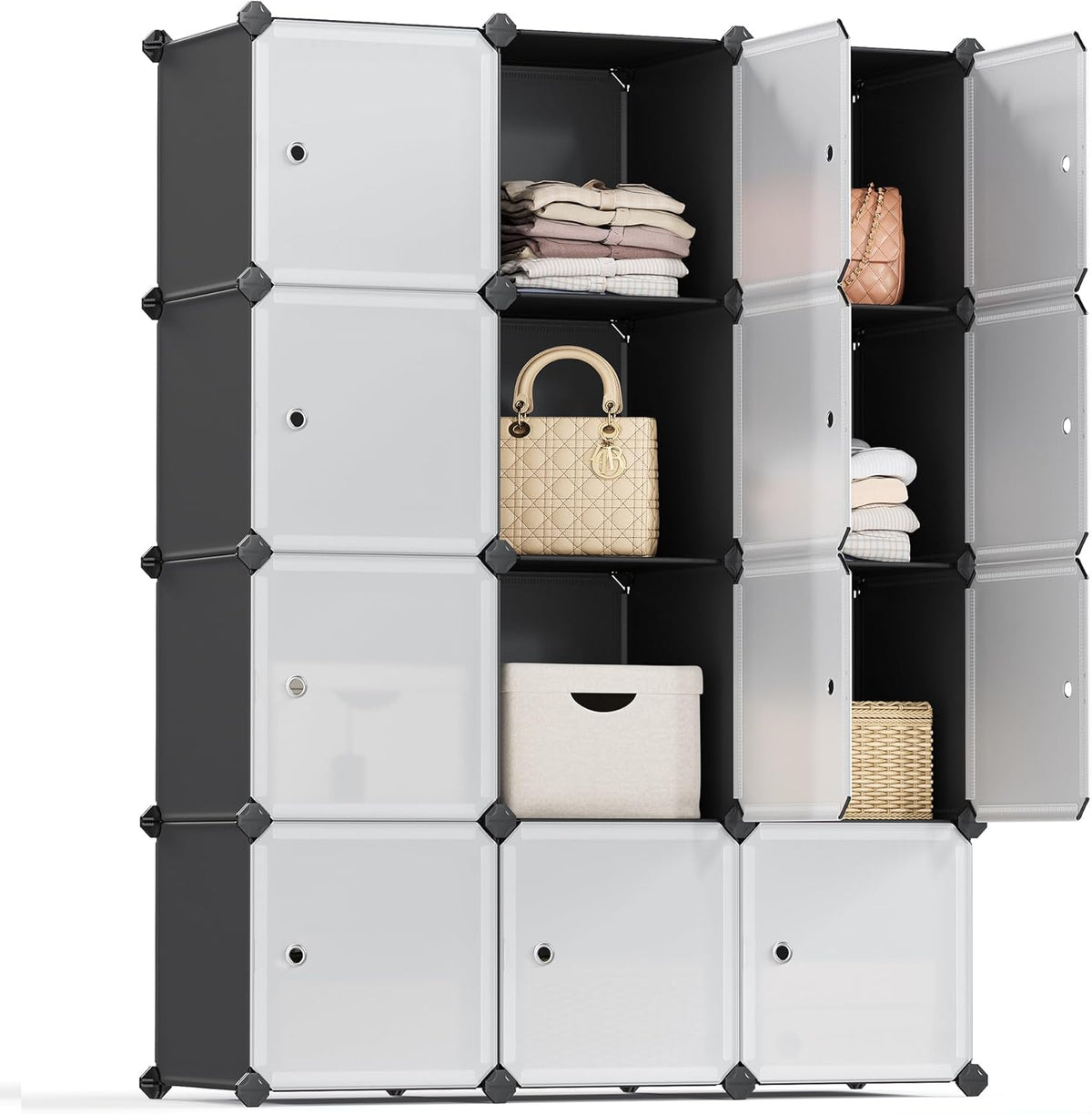 SONGMICS Cube Storage Organizer, 12-Cube Closet Storage Shelves, Modular Bookcase, Black ULPC34HV1
