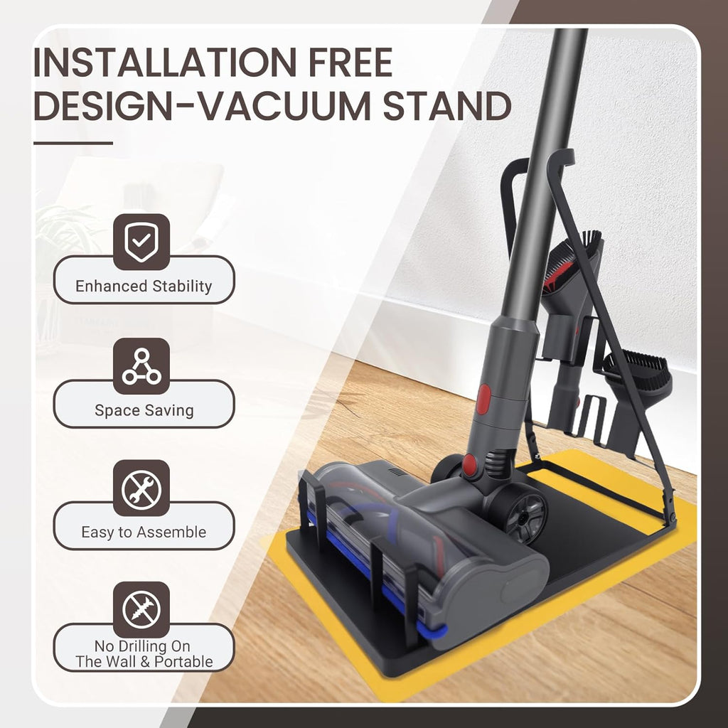 No Installation Required-Vacuum Stand,Storage Stand Docking Station Holder,Stable Metal Storage Bracket Stand Holder,Compatible with Dyson, Eureka,Tineco and Most Stick Vacuum(Black)