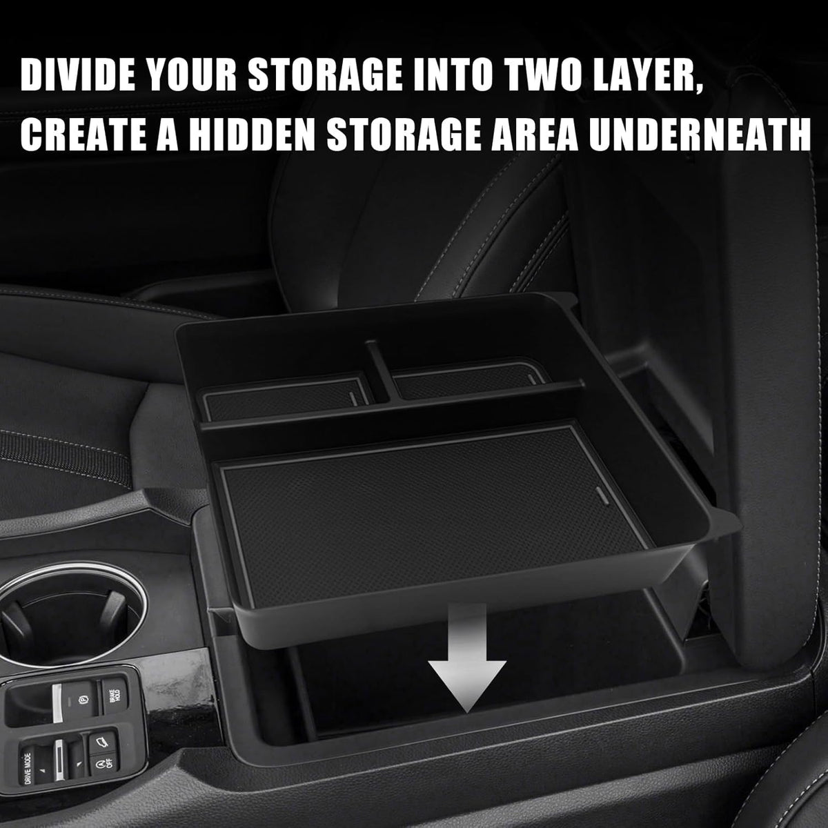 Muslogy Center Console Organizer Compatible with Honda Pilot 2023 2024 2025, 2024 Ridgeline/Passport Center Console Storage Box Divider Inserts Interior Accessories ABS Material(Gray)