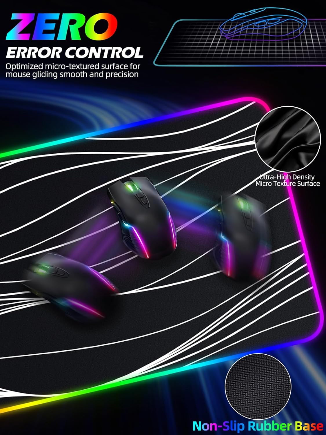 XXL Mouse Pad with Phone Holder, RGB Desk Mat with 15W Fast Charging, LED Large Gaming Mouse Pad with 11 Lights Colors, Long Mouse Pads, Waterproof Non-Slip Desk Pad for Gamer Esports Pros