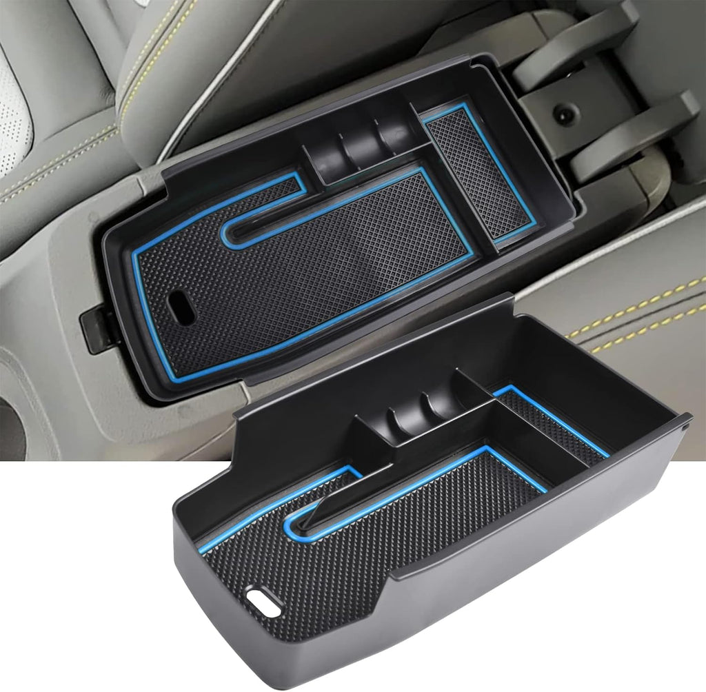 EDBETOS Center Console Organizer Tray Compatible with Chevy Bolt EUV Bolt EV Accessories 2022-2023 Interior Secondary Armrest Storage Glove Box Divider ABS Material, Customized Design, Blue