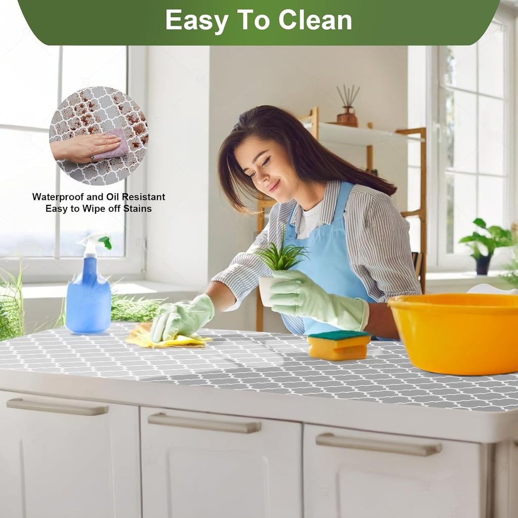 Moriah Shelf Liner for Kitchen Cabinet Non-Adhesive, Thickened Drawer Liner No Slip for Dresser Waterproof Cabinet Paper Liner for Bathroom Shelves Protects Surfaces(Grey,24'' x 10')