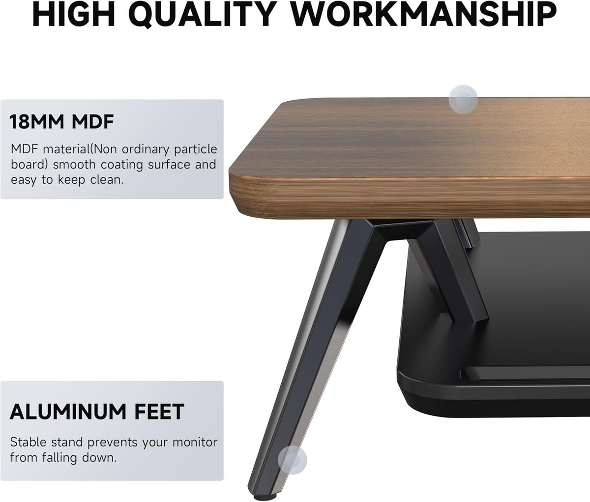 Fenge Monitor Stand, Monitor Stands Riser for Desk, 23.6 Inch Wood Desk Shelf with Storage Organizer and Cable Management for Office Desk Accessories