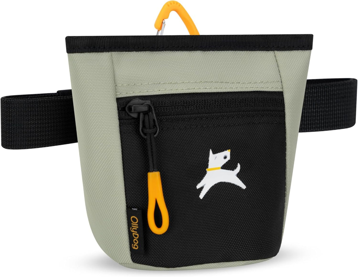 OllyDog Goodie Treat Bag, Dog Treat Pouch, Waist Belt Clip for Hands-Free Training, Magnetic Closure, Dog Training and Behavior Aids, Three Ways to Wear (Abbey Stone)