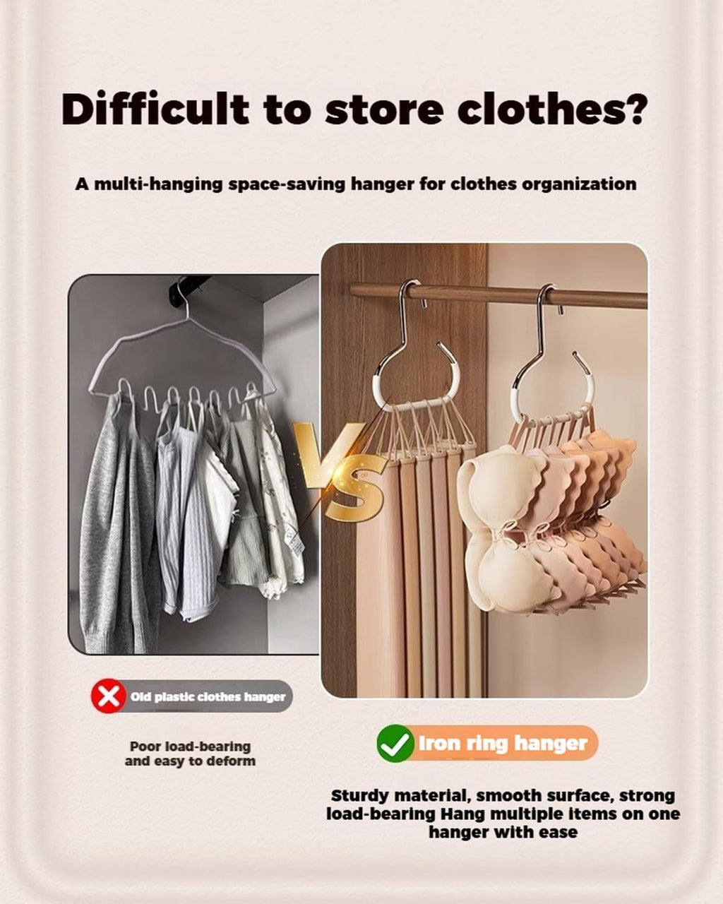 Durable Steel Hangers: Maximize Closet Space with Versatile Storage, Multifunctional Steel Hangers, Heavy Duty Closet Organizer Hooks for Hats, Scarves, Belts, Ties, Bra, Anti-Slip (Black, 6 PCS)