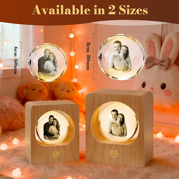 Gloryage Personalized 3D Crystal Photo Lamp – Custom Engraved Memory Ball