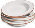 Mora Ceramic Wide Rimmed Soup Bowl 25oz, Set of 4 - For Pasta, Italian, Spaghetti, Dipping Bread, Fancy Dinner etc. Large Plate/Bowls Hybrid For Everyday & Restaurant Use, Large Flat Rim - Vanilla