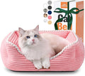 Cat Dog Bed for Pets, Rectangle Pet Bed Gift for Puppy and Kitten, Machine Washable Calming Fluffy Pet Couch Sofa for Indoor Outdoor, Portable Soft Cat Bed with Non-Slip Bottom (Small, Pink)