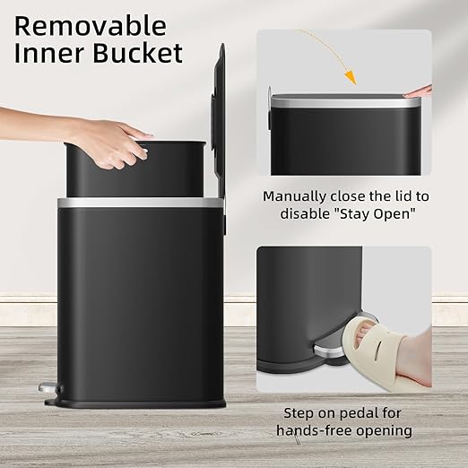 KUK Slim Bathroom Trash Can