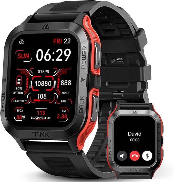 AMAZTIM Smart Watch, 60 Days Extra-Long Battery, 50M Waterproof, Rugged