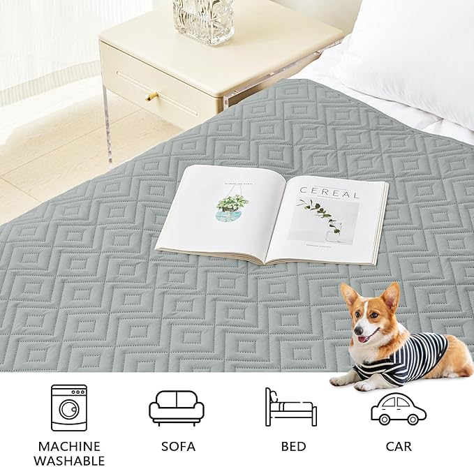 hyha Waterproof Dog Blanket, Soft Pet Bed Blankets, Waterproof Sofa Couch Cover for Dogs Washable, Reversible Pet Couch Covers for Sofa Furniture (30x70 Inch, Grey/Dark Grey)