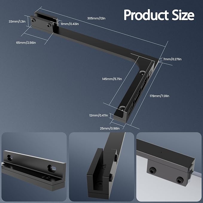 Shower Glass Support Bar, Both Sides Available, Frameless Bathroom Glass Clamp