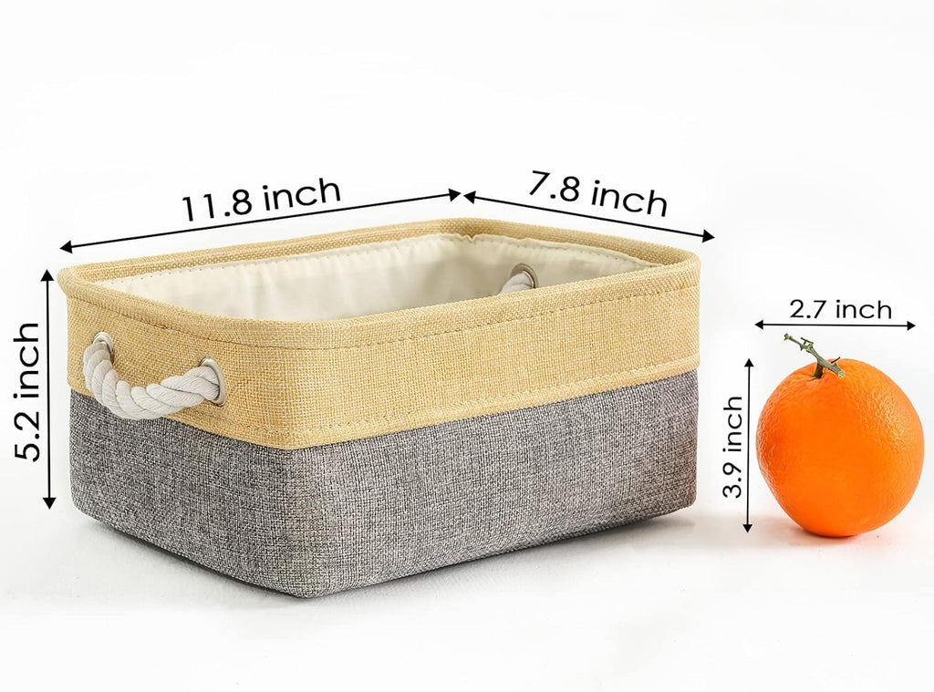 TheWarmHome Small Storage Bins Basket - Small Storage Baskets for Organizing Shelves, Fabric Storage Cubes Organizer for Changing Table Clothes Shoes Sock Towel Dog Toy,Decorative Basket Gift