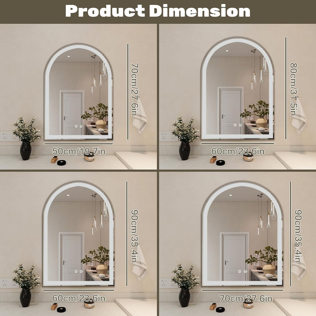Simple Deluxe 24x32 inch Arched Mirror for Bathroom Vanity Mirror or Wall Decor, Arch Mirror Brushed Metal Frame, Wall Mounted Mirror for Bathroom LivingRoom Bedroom Entryway(24''×32'')